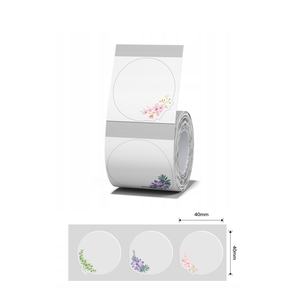 Blomster, runda transparenta etiketter 41*41 mm, 170 st